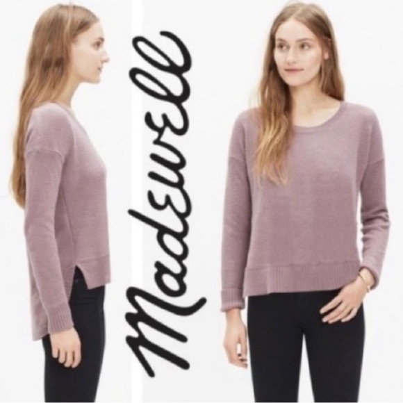 Madewell Chronicle hi-low Textured Pullover Sweater in Fig Color size Small - Picture 1 of 5